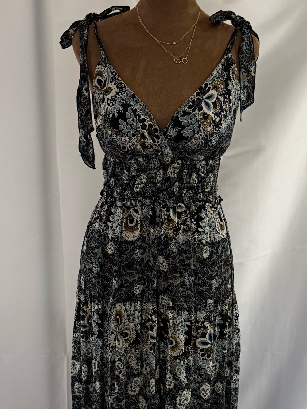 ✨ Free People Paisley &Floral "Let's Smock About It" Tiered Maxi Slip Dress ✨